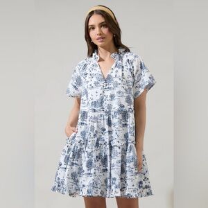 Sugarlips Renzo Toile Pallas Poplin Tiered Mini Dress